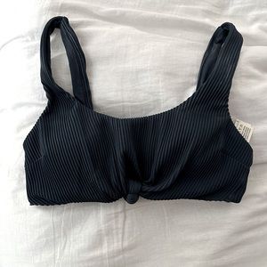 Blue Ribbed Bikini Top